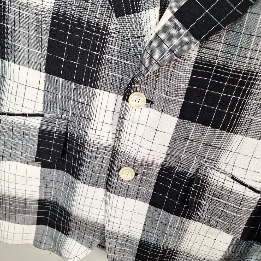 Vtg 60s/70s Black White Plaid Double Vent Mod Fat Lapel Sport Coat Blazer Men 36 - Picture 2 of 10